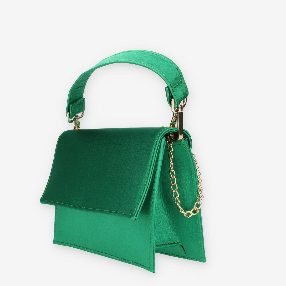 Scarlett Borsetta a tracolla da donna in raso verde smeraldo con manico staccabile