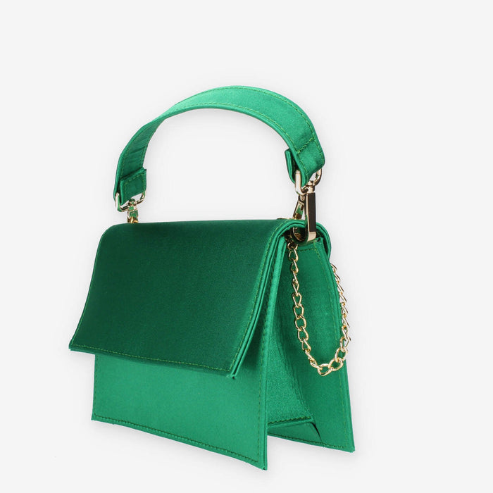 Scarlett Borsetta a tracolla da donna in raso verde smeraldo con manico staccabile