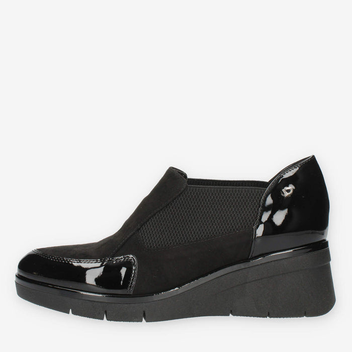 Donna Serena Slip on da donna nere in camoscio con elastici