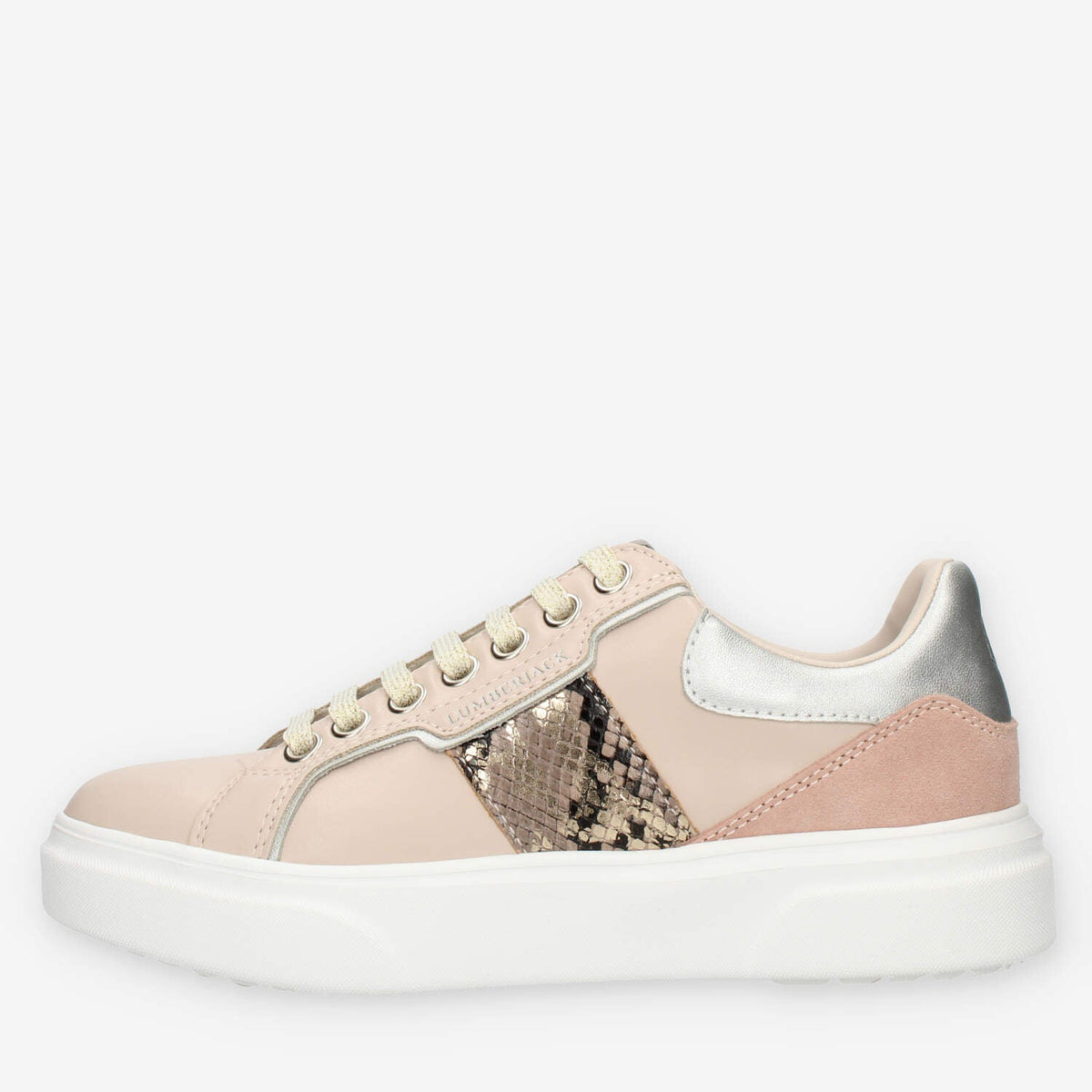 Lumberjack Gaia Sneakers da donna nudo e argento con dettagli pitonati