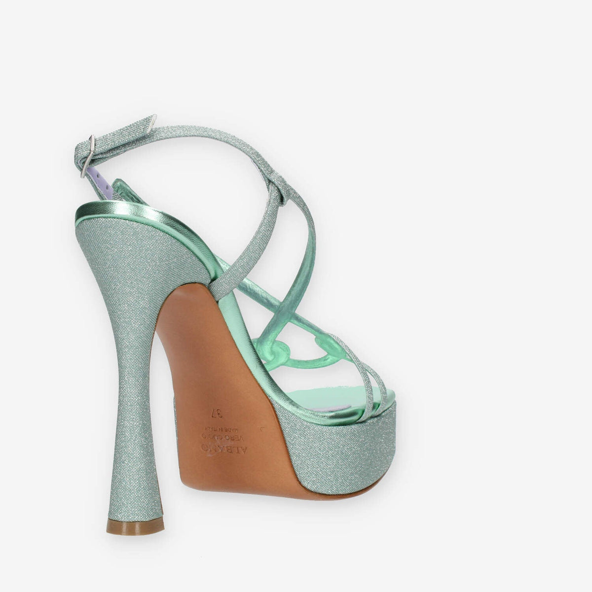 Albano Sandali in tessuto glitterato verde menta