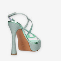 Albano Sandali in tessuto glitterato verde menta