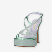 Albano Sandali in tessuto glitterato verde menta