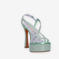 Albano Sandali in tessuto glitterato verde menta