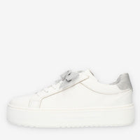 Nero giardini Sneakers basse bianche e argento con fiocco glitterato