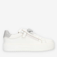 Nero giardini Sneakers basse bianche e argento con fiocco glitterato