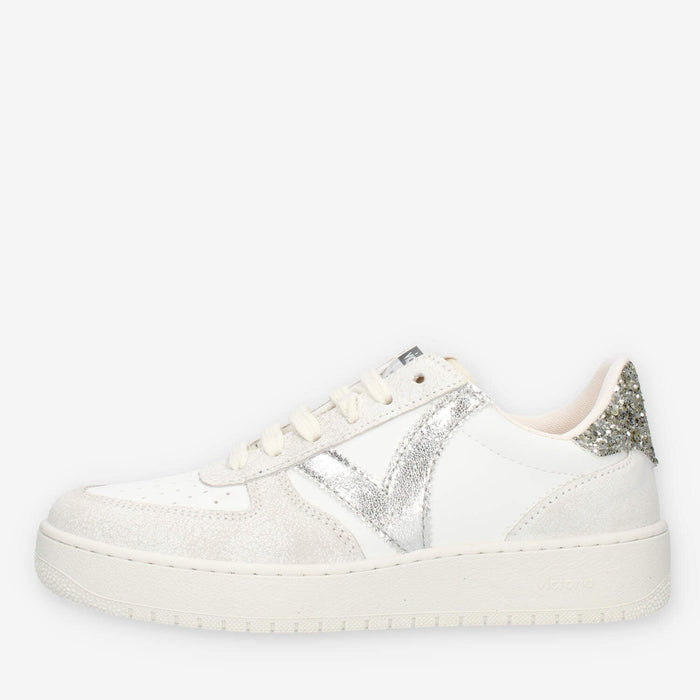 Victoria Sneakers bianche e argento da donna con glitter