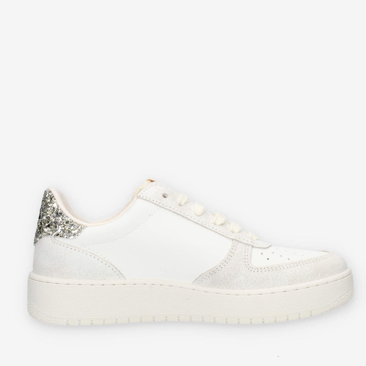 Victoria Sneakers bianche e argento da donna con glitter