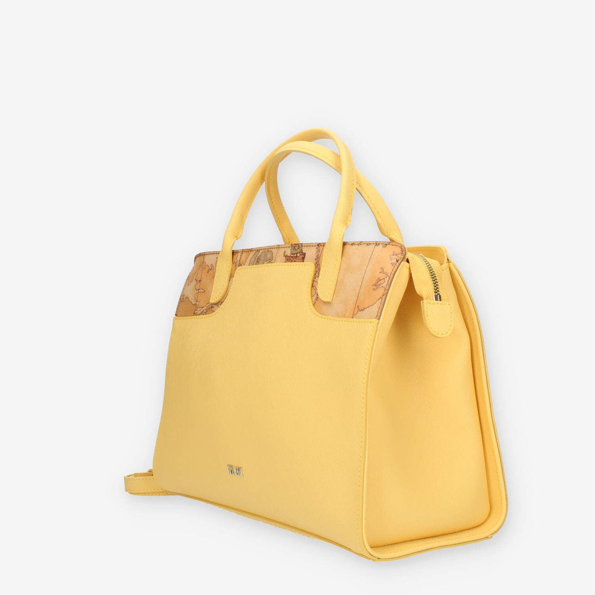 Alviero Martini Prima Classe Borsa a mano a 3 scomparti in saffiano giallo e Geo Classic