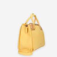 Alviero Martini Prima Classe Borsa a mano a 3 scomparti in saffiano giallo e Geo Classic