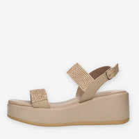 Igi&Co Sandali taupe da donna con zeppa e strass