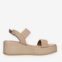 Igi&Co Sandali taupe da donna con zeppa e strass