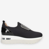 Comart Slip on nere da donna con pietre