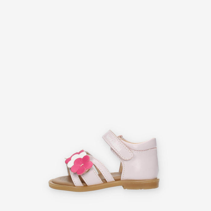 Nero Giardini Sandali rosa da bimba con fiori bianchi e fuxia