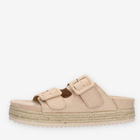 Refresh Sandali scalzati beige da donna con zeppa in corda