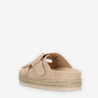 Refresh Sandali scalzati beige da donna con zeppa in corda