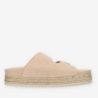Refresh Sandali scalzati beige da donna con zeppa in corda