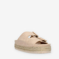 Refresh Sandali scalzati beige da donna con zeppa in corda