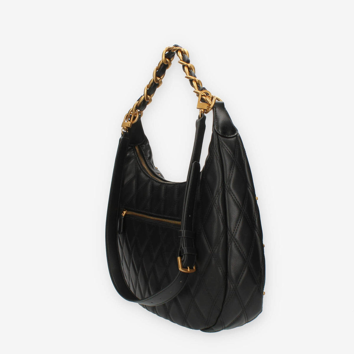 Guess Triana Borsa nera a spalla trapuntata con borchiette