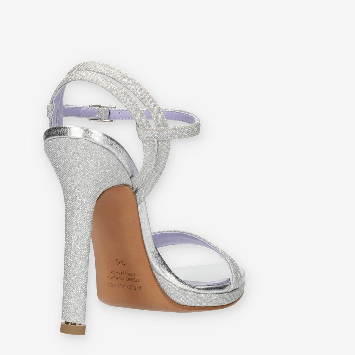 Albano Sandali in tessuto glitterato argento