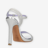 Albano Sandali in tessuto glitterato argento