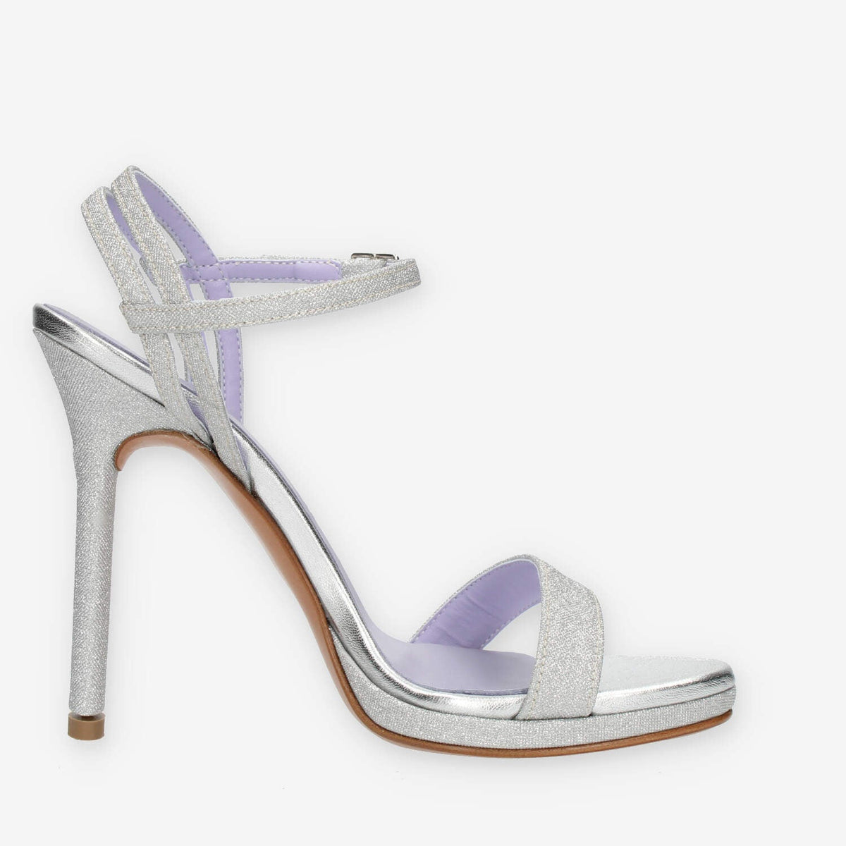 Albano Sandali in tessuto glitterato argento