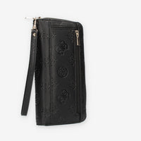 Guess Galeria Portafogli da donna nero logato con zip