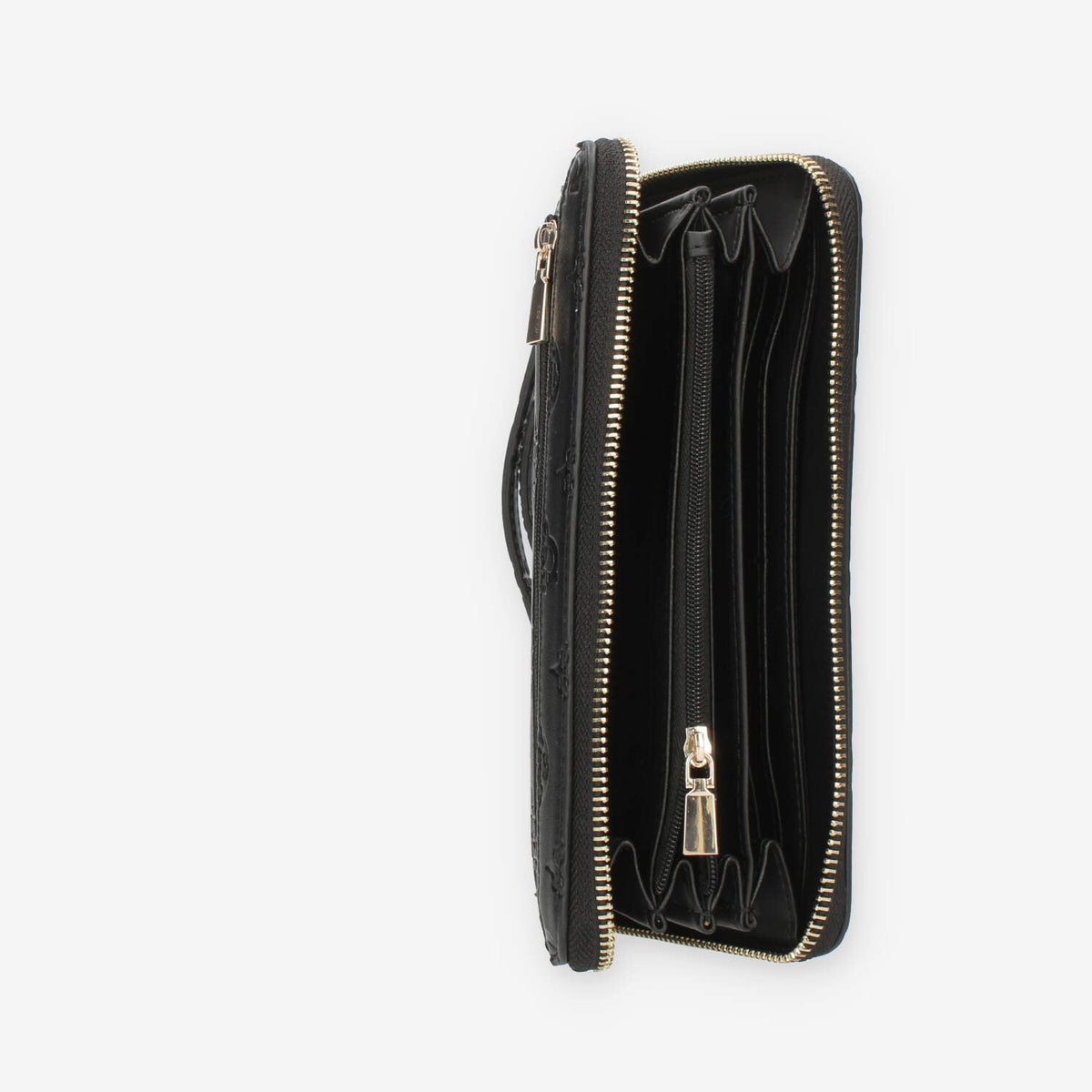 Guess Galeria Portafogli da donna nero logato con zip