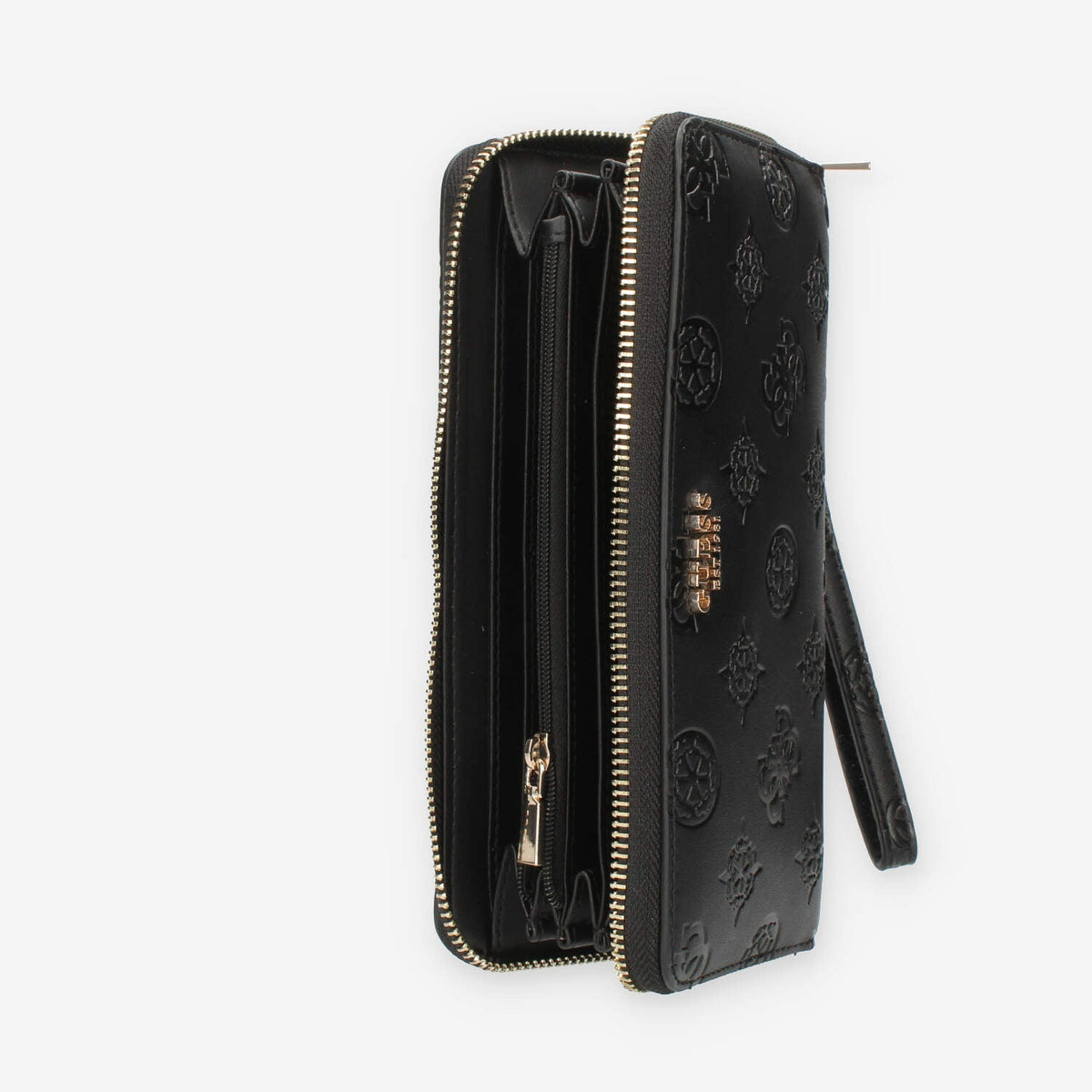 Guess Galeria Portafogli da donna nero logato con zip
