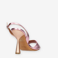 L'Amour Sandali da donna laminati rosa con tacco a rocchetto