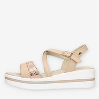 Valleverde Sandali beige e rame con cinturino e zeppa