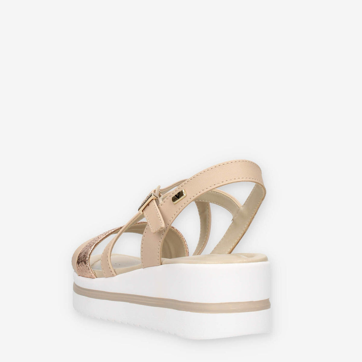 Valleverde Sandali beige e rame con cinturino e zeppa