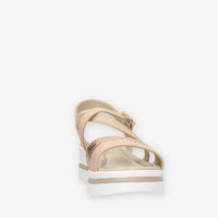 Valleverde Sandali beige e rame con cinturino e zeppa