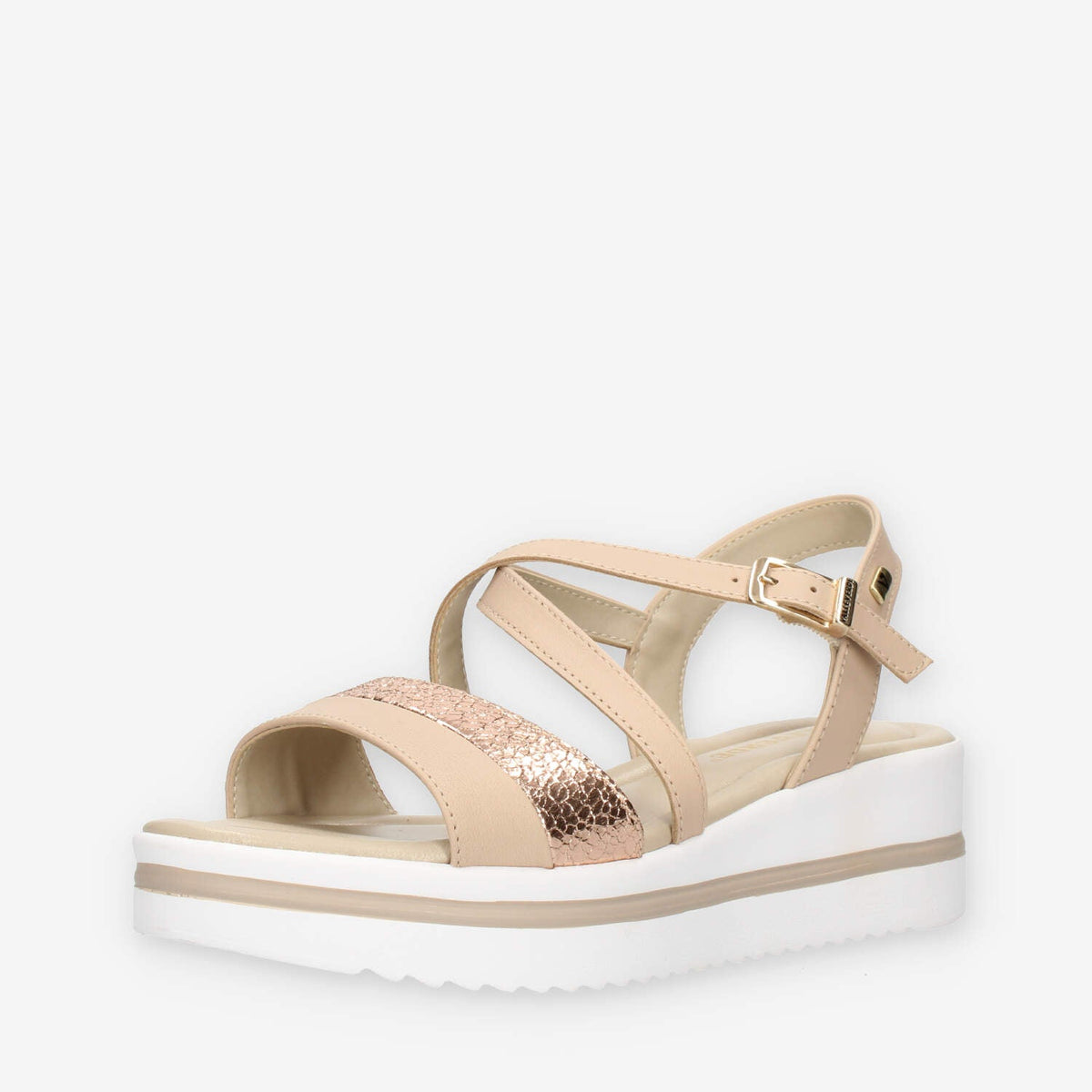 Valleverde Sandali beige e rame con cinturino e zeppa