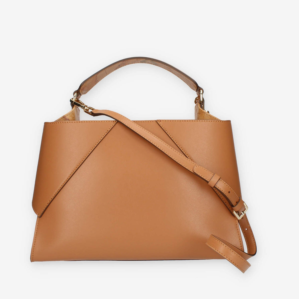 Alviero Martini Prima Classe Borsa a mano a 3 scomparti in pelle cuoio