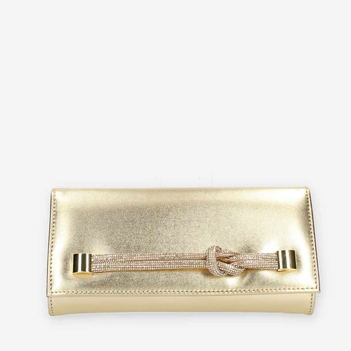 Albano Pochette da donna laminata platino con strass