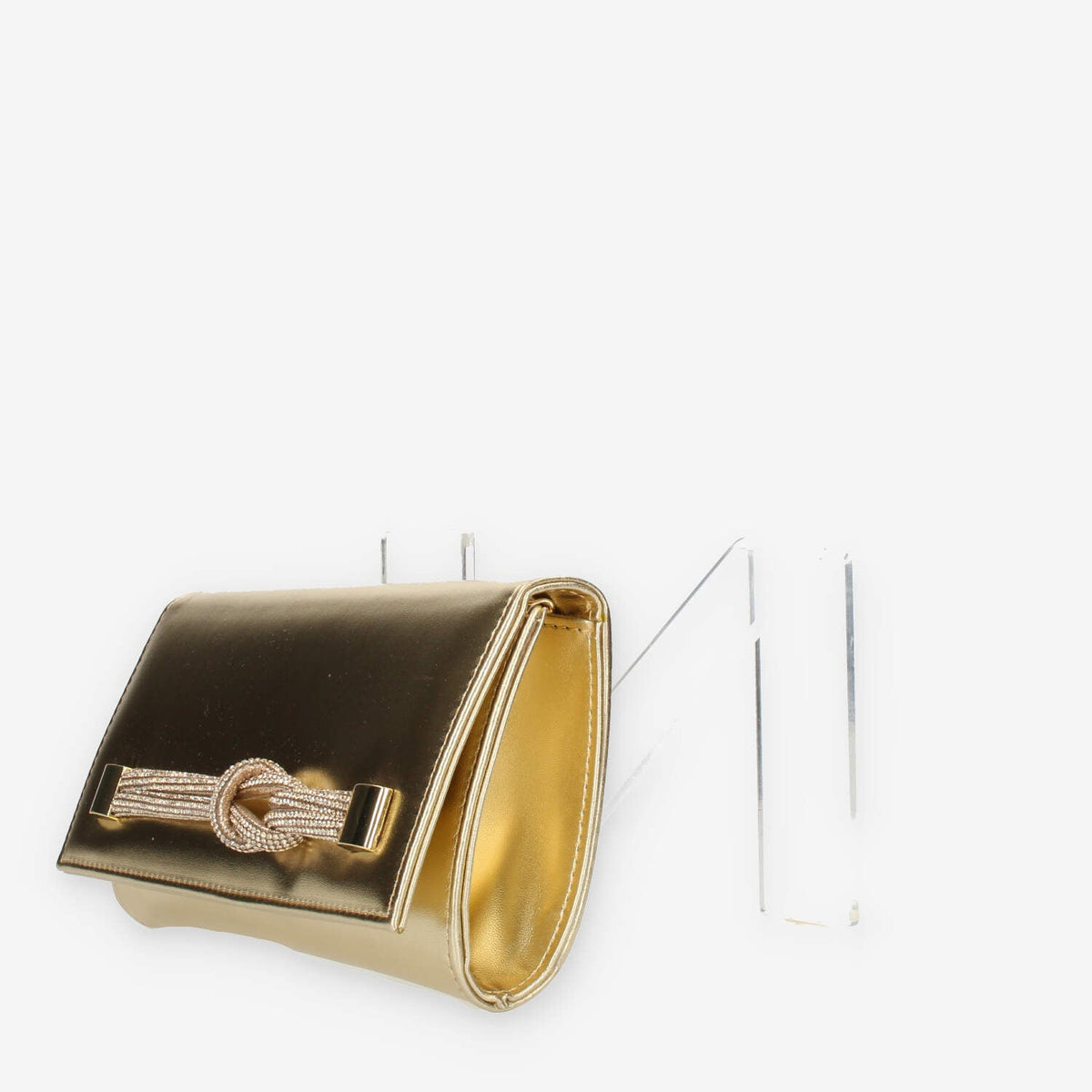 Albano Pochette da donna laminata platino con strass