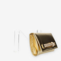 Albano Pochette da donna laminata platino con strass