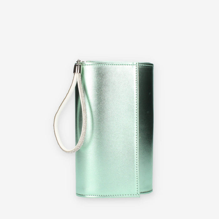 Scarlett Pochette da donna verde menta con polsiera ricoperta di strass