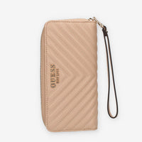 Guess Keillah Portafogli beige trapuntato con zip e polsiera