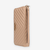 Guess Keillah Portafogli beige trapuntato con zip e polsiera