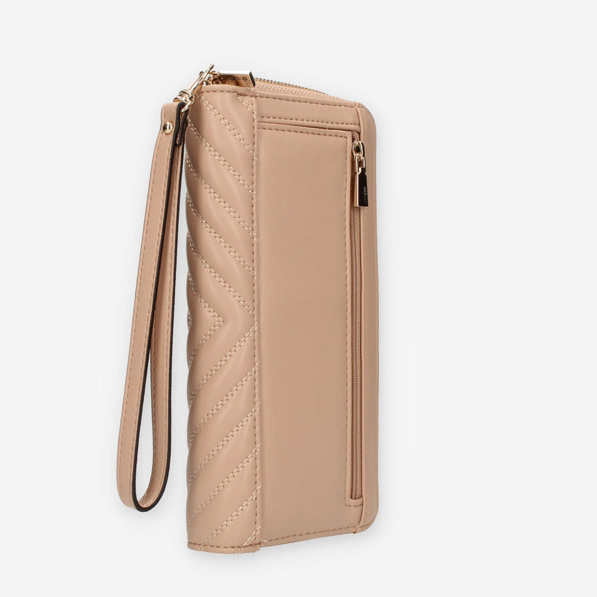 Guess Keillah Portafogli beige trapuntato con zip e polsiera