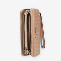 Guess Keillah Portafogli beige trapuntato con zip e polsiera