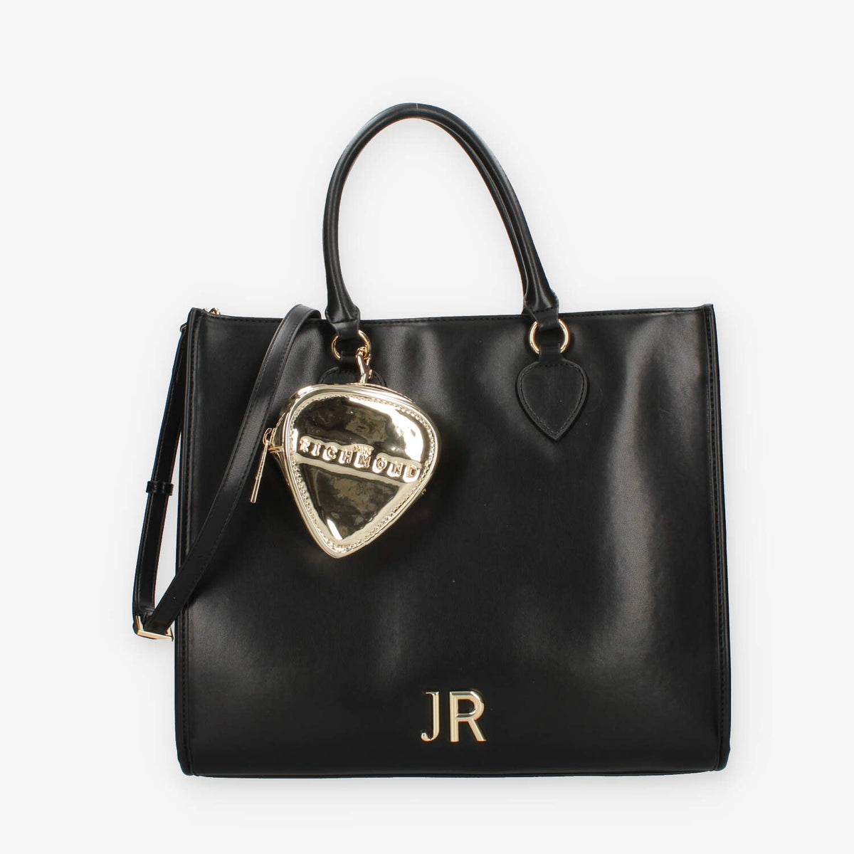 John Richmond Sagadot Borsa a mano nera e oro con borsellino