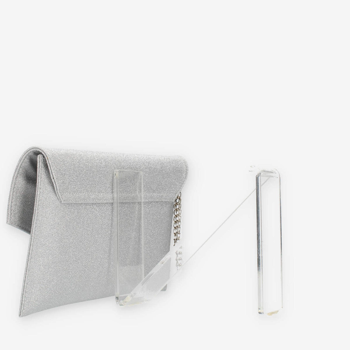 Albano Pochette da donna glitterata argento