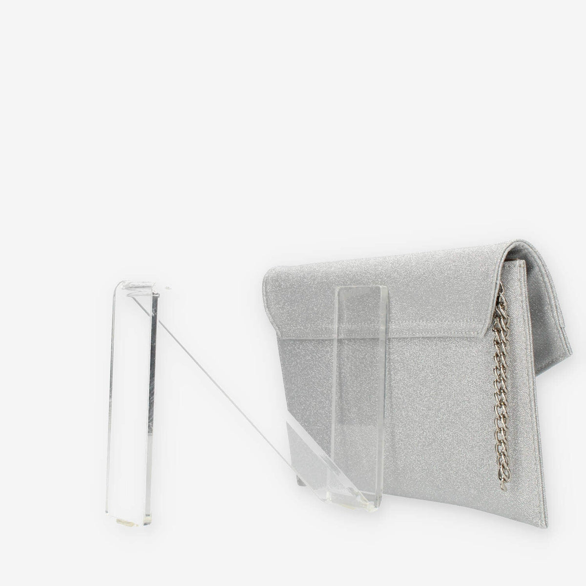 Albano Pochette da donna glitterata argento