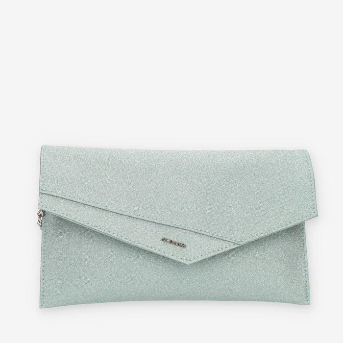Albano Pochette da donna glitterata verde menta