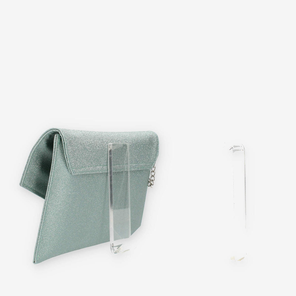 Albano Pochette da donna glitterata verde menta