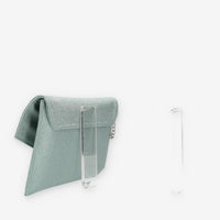 Albano Pochette da donna glitterata verde menta