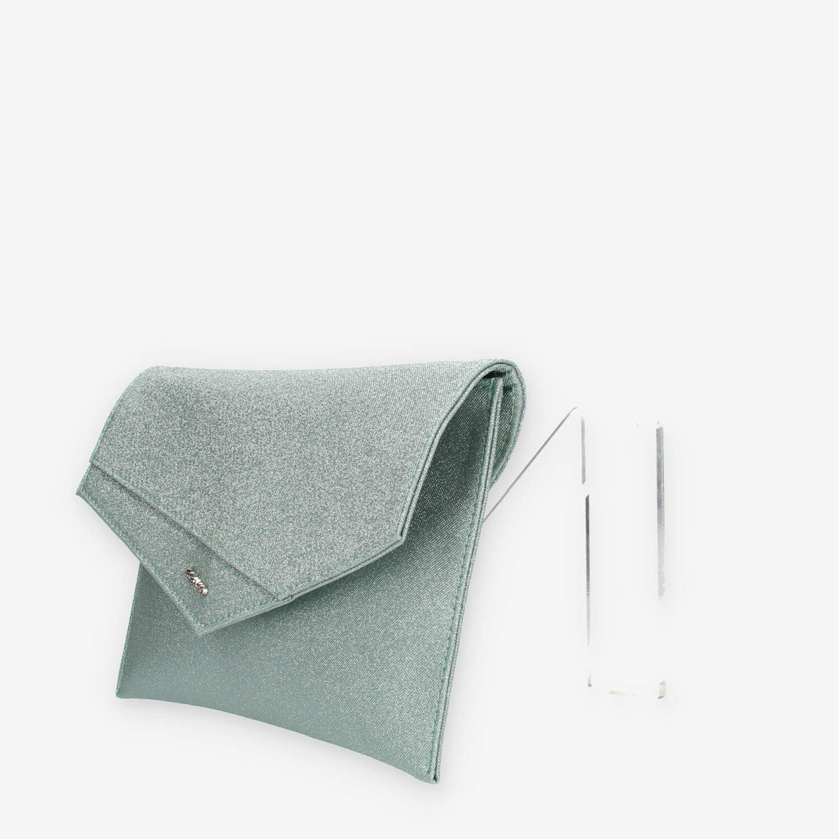 Albano Pochette da donna glitterata verde menta